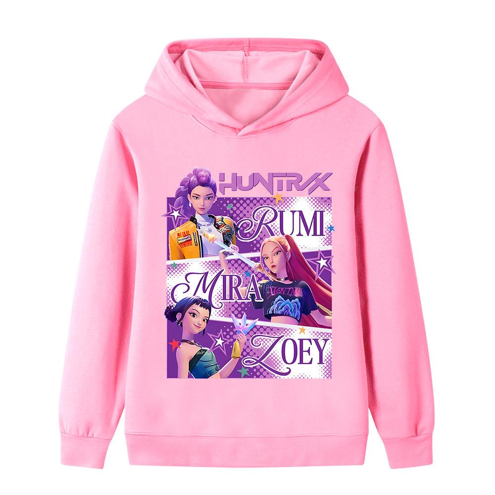 B1199 Kids Boys Girls Kpop Rumi Zoey Mira Print Long Sleeves Hoodie