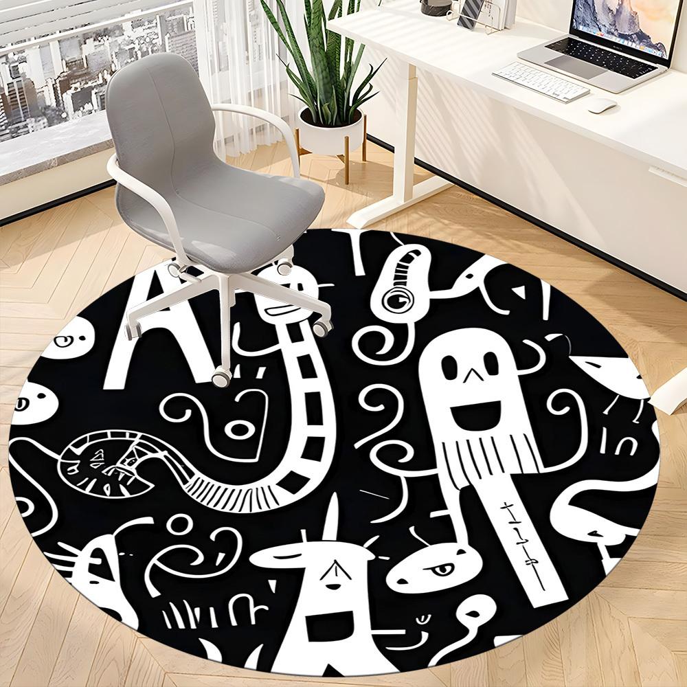 1PC Letter Changing Pattern Office Round Area Rug, Mat Suitable For Office, Under Office Chairs Bedroom Living Room Home Decor, Room Deco