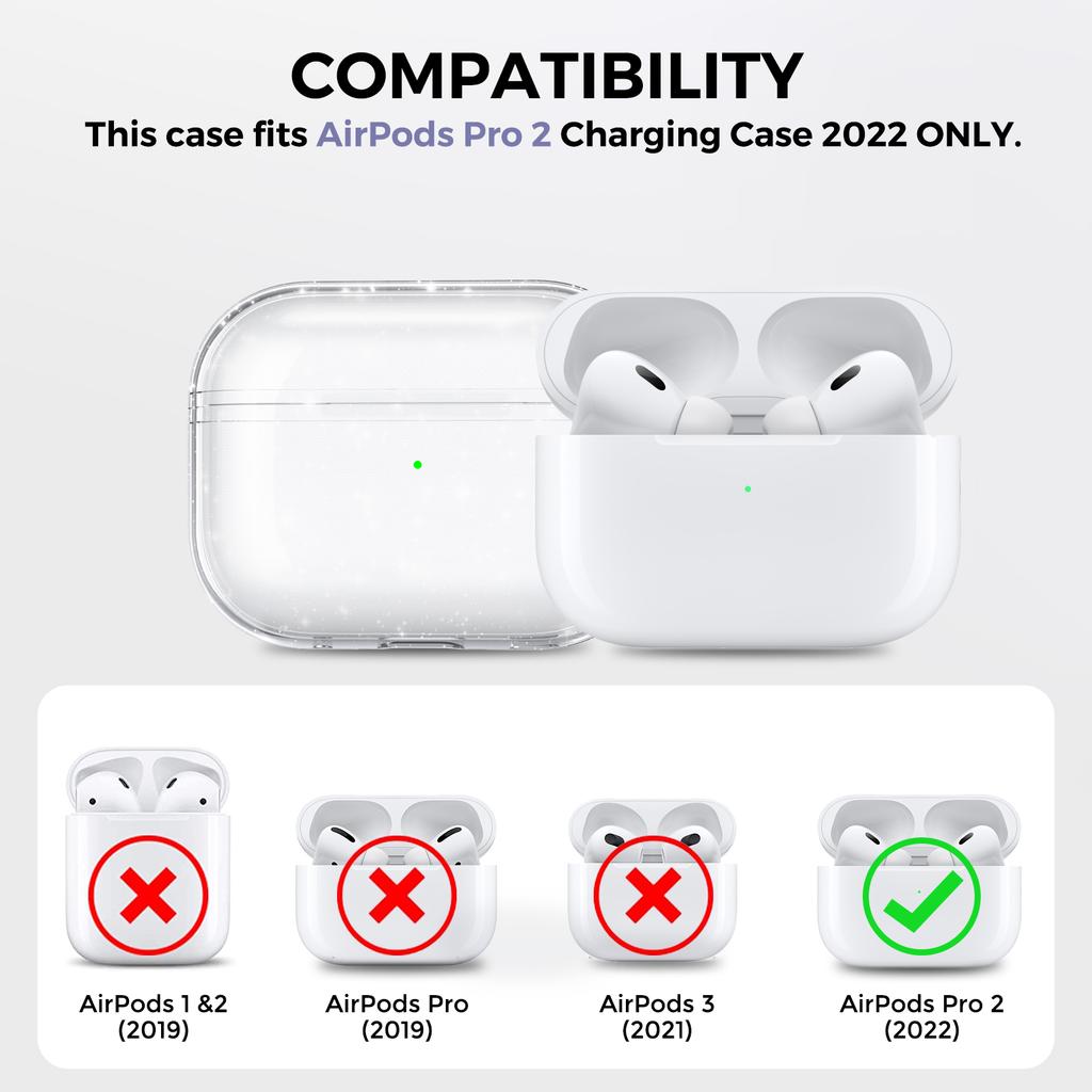 Hingeless Design1.2mm Front LED Visible Sleeve Materia Transparent Cover TPU Case for AirPods Pro 2