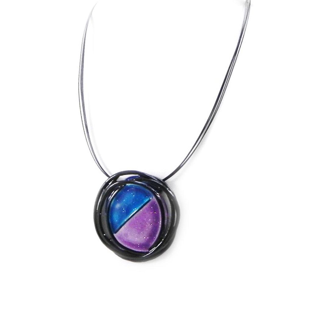 NOA [I2217] - Blue Purple 'Coloring' Designer Necklace