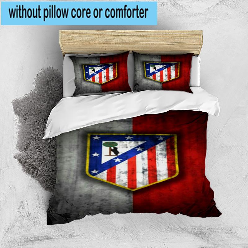 3pcs Atletico Football Club Printed Bedding Set Duvet Cover Closure Includes 1 Duvet Cover & 2 Pillowcases Bedding Sets Home Decor Gifts