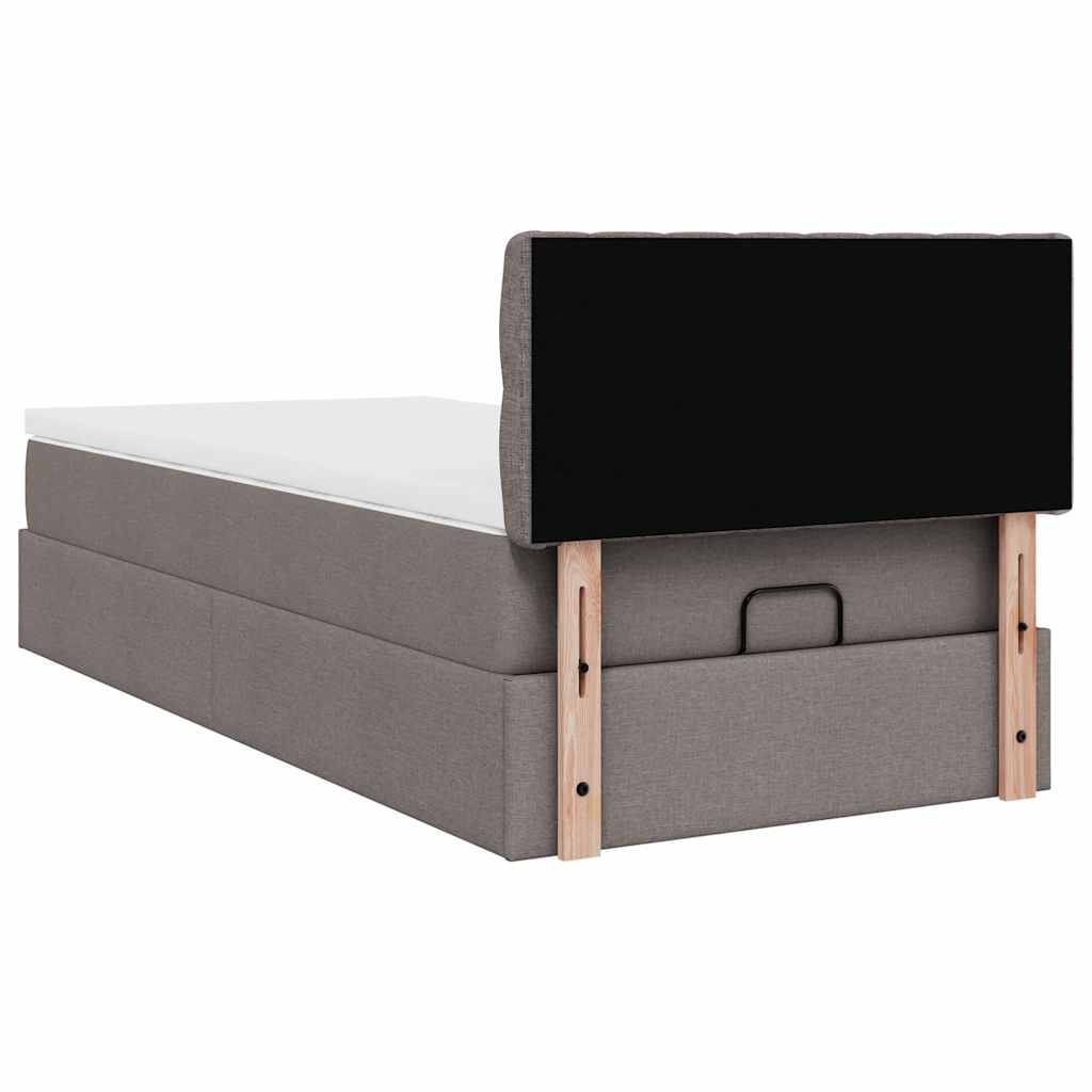 Ottoman Bed with Mattress Taupe 80x200 Cm Fabric