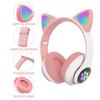 Flash Lamp Cute Cat Ears Headphone Bluetooth5.0 Stereo With Mic Support TF Card Wireless Kids Girl Earphone Birthday Gift