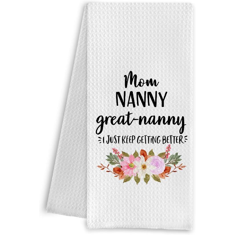Great Nanny Grandma Gifts Kitchen Towels, Pregnancy Announcement for Grandma Nanny Dish Tea Towels, Gifts for Great Grandmother Decorative Hand Towel