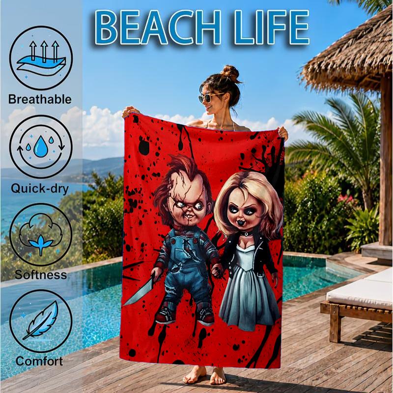 Chucky's Halloween Horror Beach Towel, Microfiber Beach Towel, Perfect For Pool, Beach, Travel, Home Decor Beach Party Fan gifts