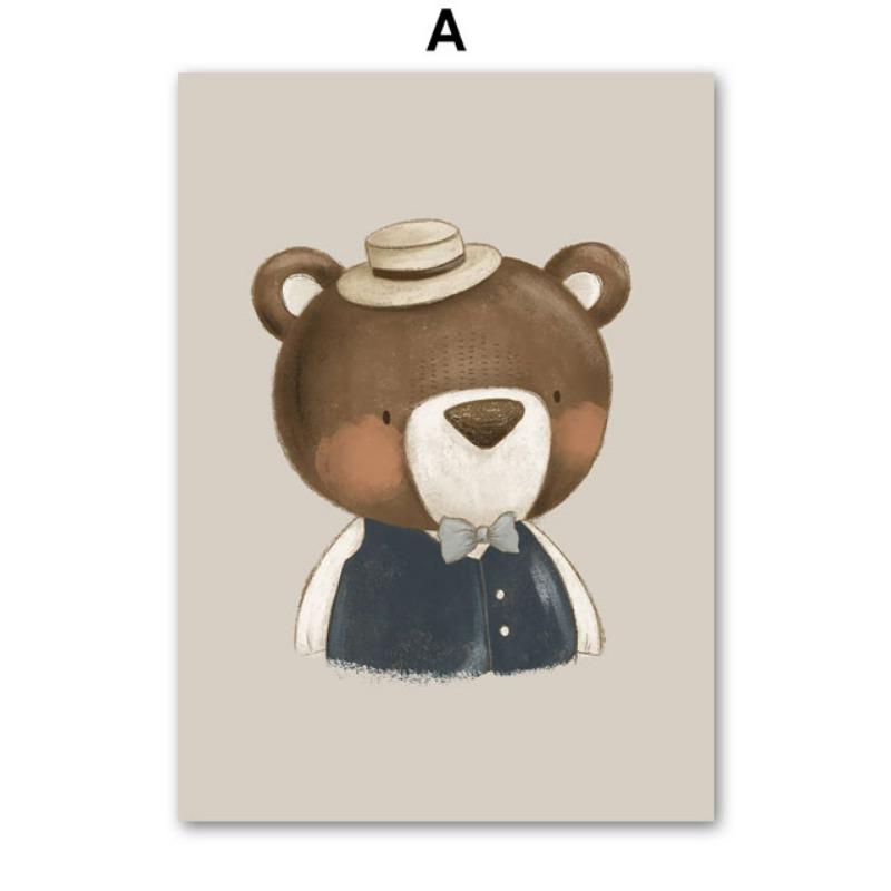 Cute Rabbit Fox Bear Deer Custom Name Nursery Wall Art Canvas Painting Nordic Posters And Prints Pictures Baby Kids Room Decor