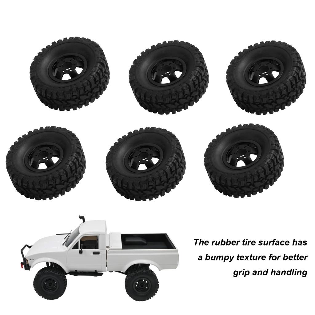 RC Rubber Tires with Aluminum Alloy Wheel Hub for WPL C14 C24 C34 C44 B14 B24 B16 B36 4 Car Model