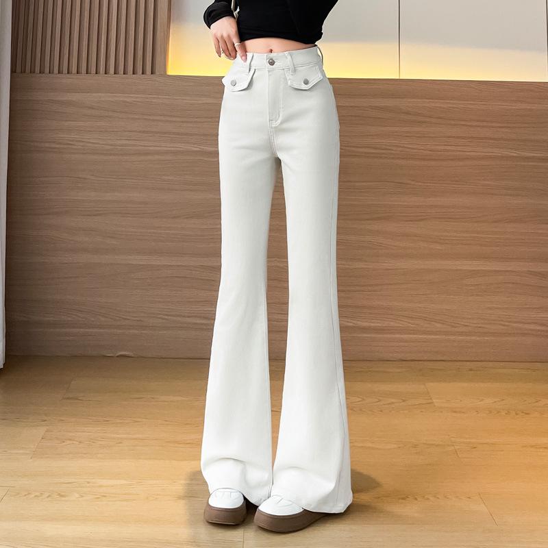 

Women s Khaki Micro-Flare Jeans: Slimming Stretch Slim-Fit, 2026 Spring/Summer Versatile Horseshoe Design (7711) XXL