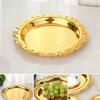 Buffet Fruit Cake Iron Tray 1PCS Silver Golden Glossy Plate For Decoration Party Supplies Dessert Sundries Storage