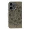 For Oppo Reno14 5G (Global) Case Rhinestone Decor PU Leather Mandala Imprinted Design Phone Cover with Wrist Strap