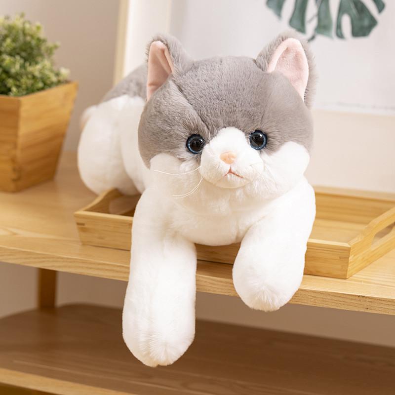 Cute Realistic Cat Plush Toy Stuffed Animal Home Car Decor Gift For Children 50cm Brown