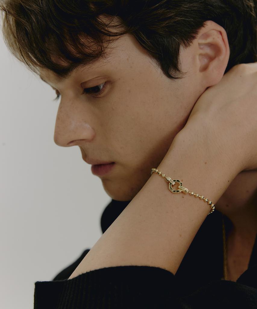 Gaman Unisex Gold Clock Tempus Ball Chain Bracelet