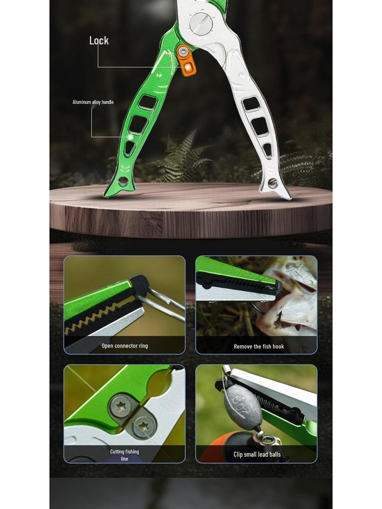 Fish-Shaped Aviation Aluminum Fishing Pliers with Split Ring and Line Cutter