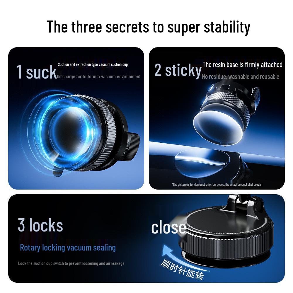 Nano Car Phone Holder: One-Handed Stable Mount with Universal Clip & Vacuum Suction
