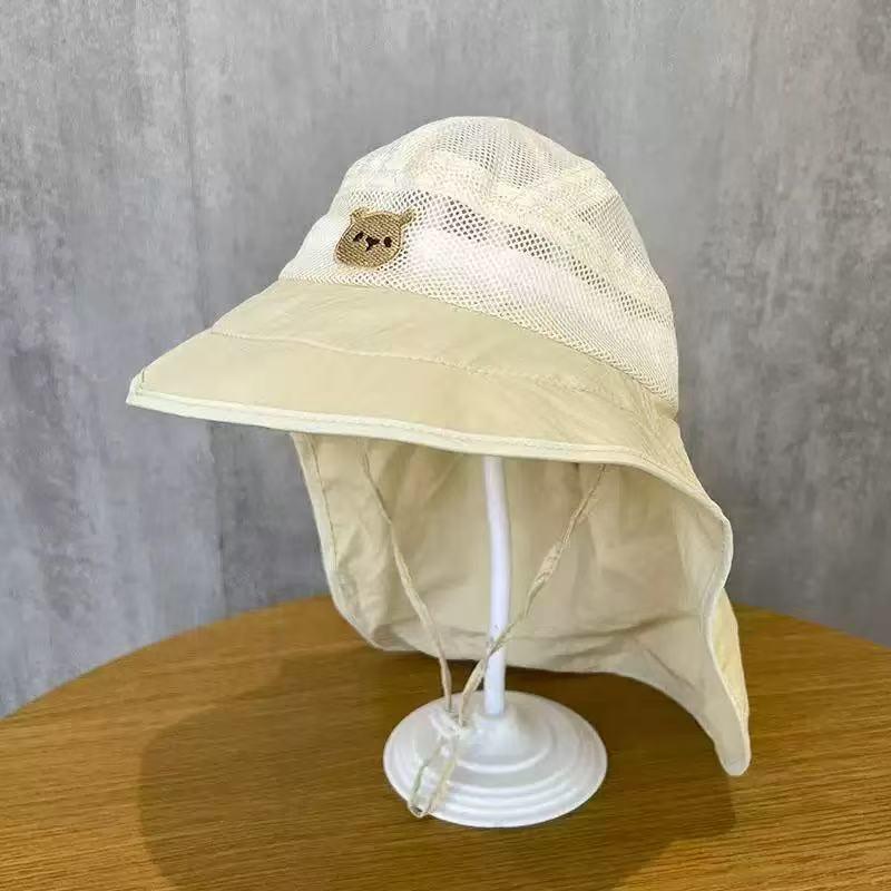 Summer Wide Brim Sun Hat for Kids - Cute Mesh Sun Protection Hat with Shawl