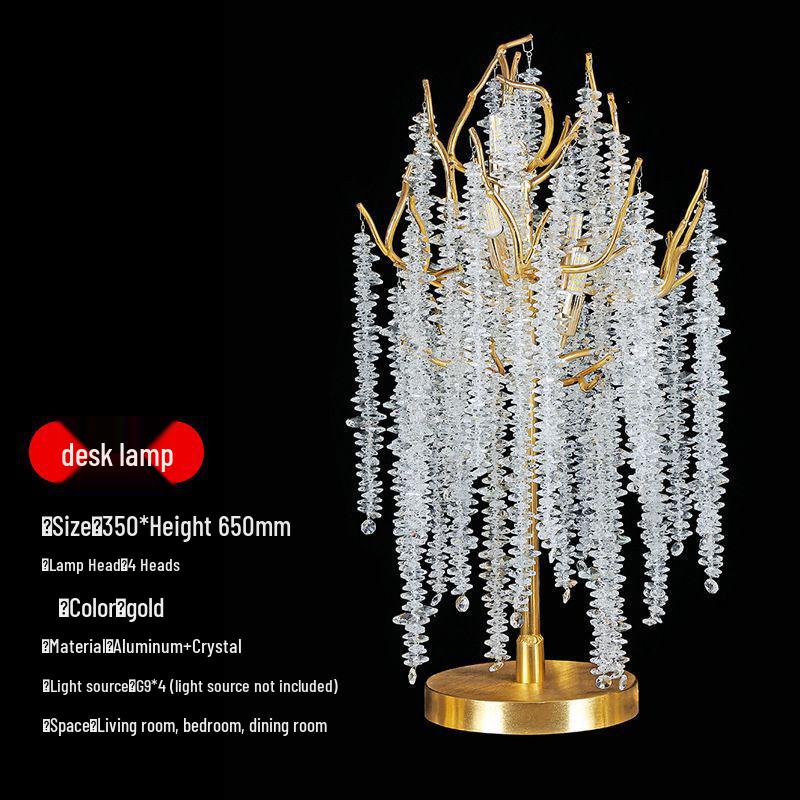 Elegant Crystal Table Lamp: French Art Deco Branch Design for Luxury Living and Dining Spaces