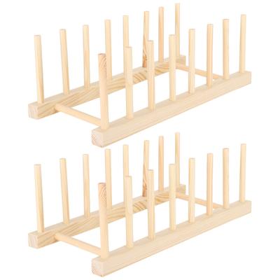 2er Set Geschirrablage Holz Küchenutensilien Organizer Bücherregal Massivholz Heimdekoration