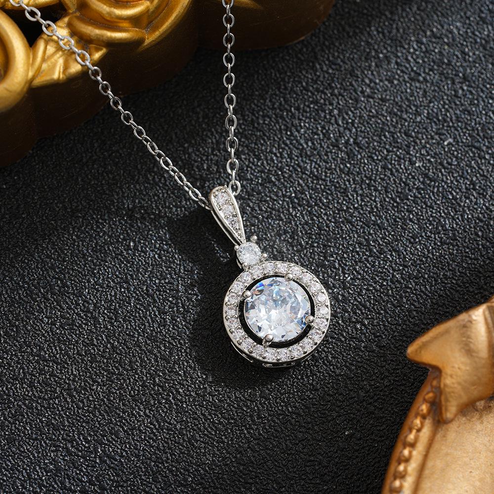 Women's Sunflower Zircon Pendant Necklace - Titanium Steel, Trendy New Design