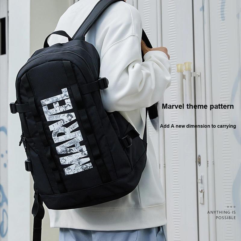 Li Ning X Marvel Collaboration Sports Lifestyle Series Casual Versatile Zipper Fabric Backpack Unisex Backpack Gray ABSS385-2