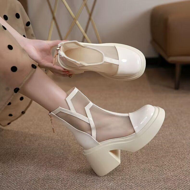 

Women s Thin Martin Mesh High-Heeled Sandals - 2024 Spring/Summer Collection 35 off білий колір