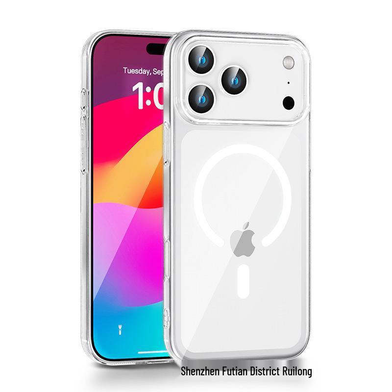 iPhone 17 Pro Max Magnetic Hard Shell Transparent Case with Large Camera Hole