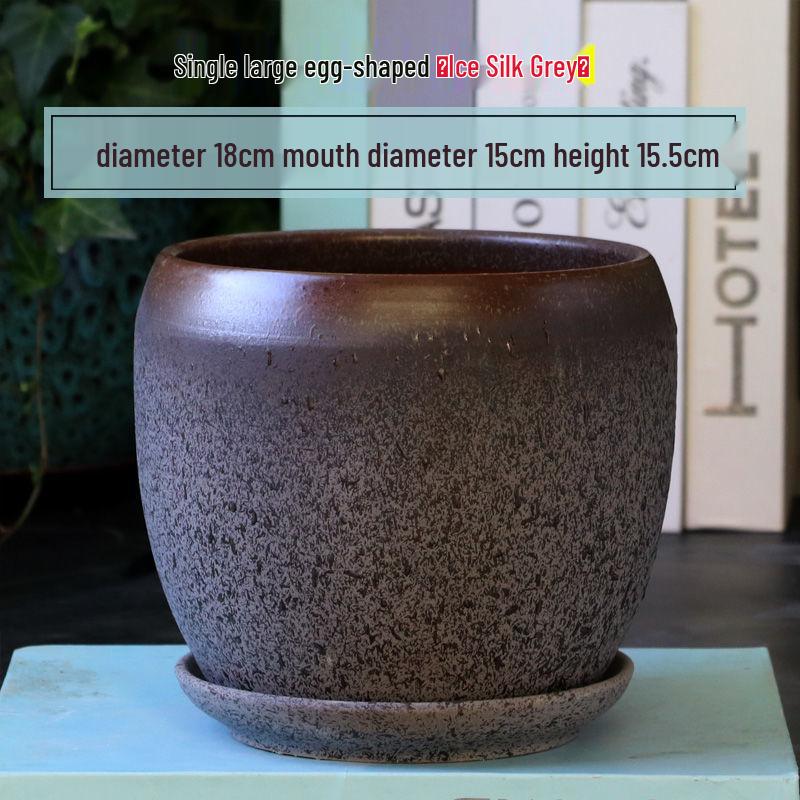 Breathable Ceramic Flower Pot with Tray for Gardenia and Succulents, Chinese Style, Large and Durable for Balcony Use.