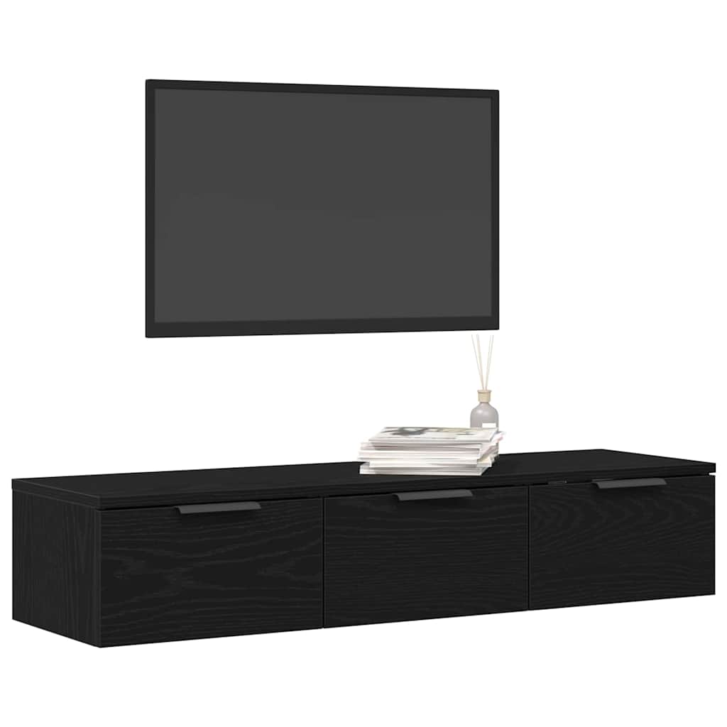 Wall Cabinet Black Oak Look 102 x 30 x 20 cm Engineered Wood
