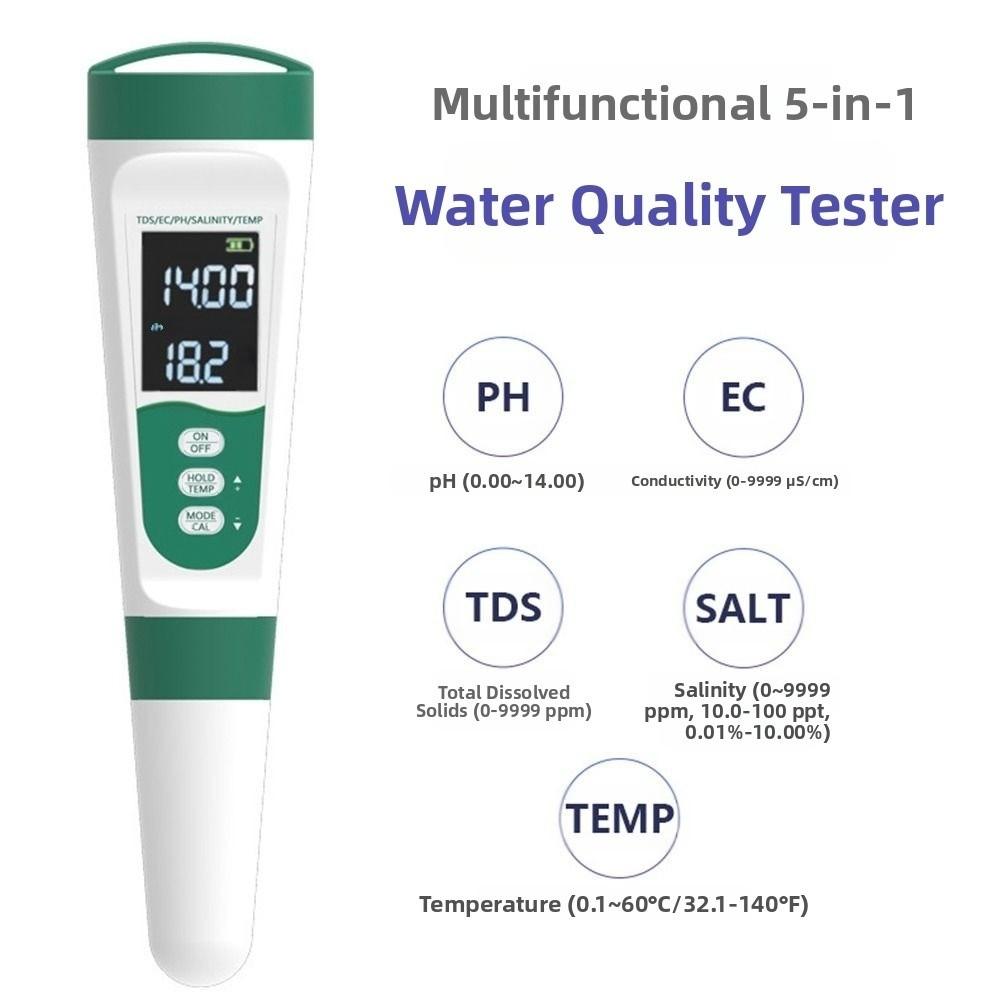 LCD Digital Display Water Quality Tester Multifunction Digital PH Meter Salt Tester  Aquarium