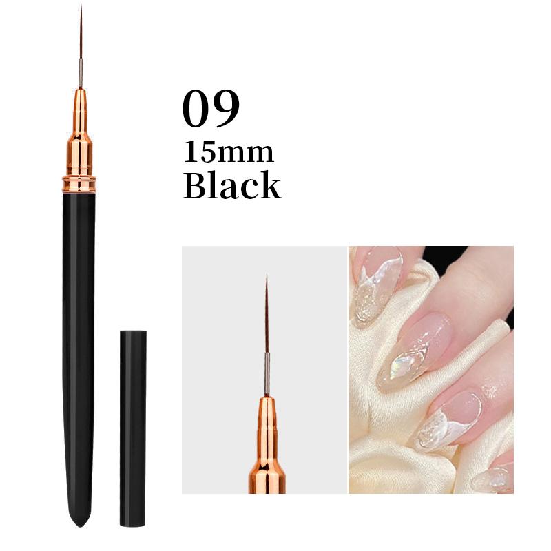 7/9/11/15/25mm Nail Brush Acrylic French Stripe Line 1Pcs Pink Black UV Gel Painting Pen Carved Nail Art Liner Brush For Manicur