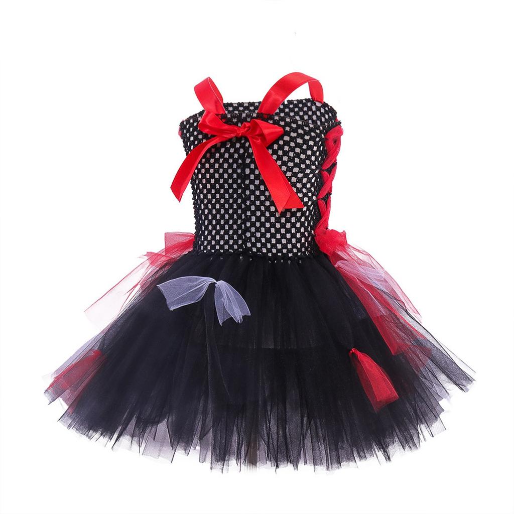 Halloween Umhang für Mädchen Plaid Ärmelloses Kleid 2-teiliges Set