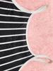Retro Stripe Patchwork Backless Slip Dress - Color Block Sleeveless Long Slim Fit
