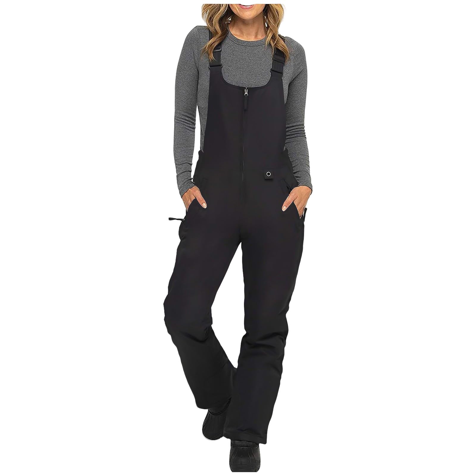 

Women Ski Pants Snowboarding Pants Adjustable Jumpsuits XL чорний
