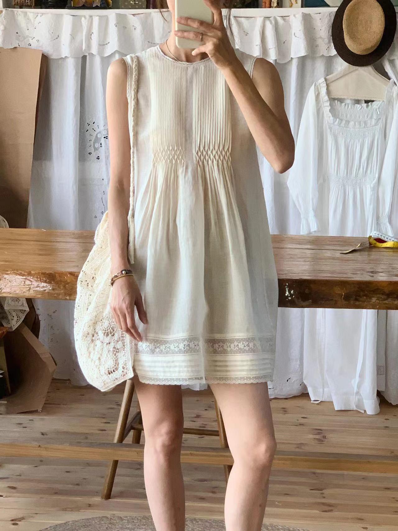 Women s High-End French Pleated Tank Dress - New Summer Design Small