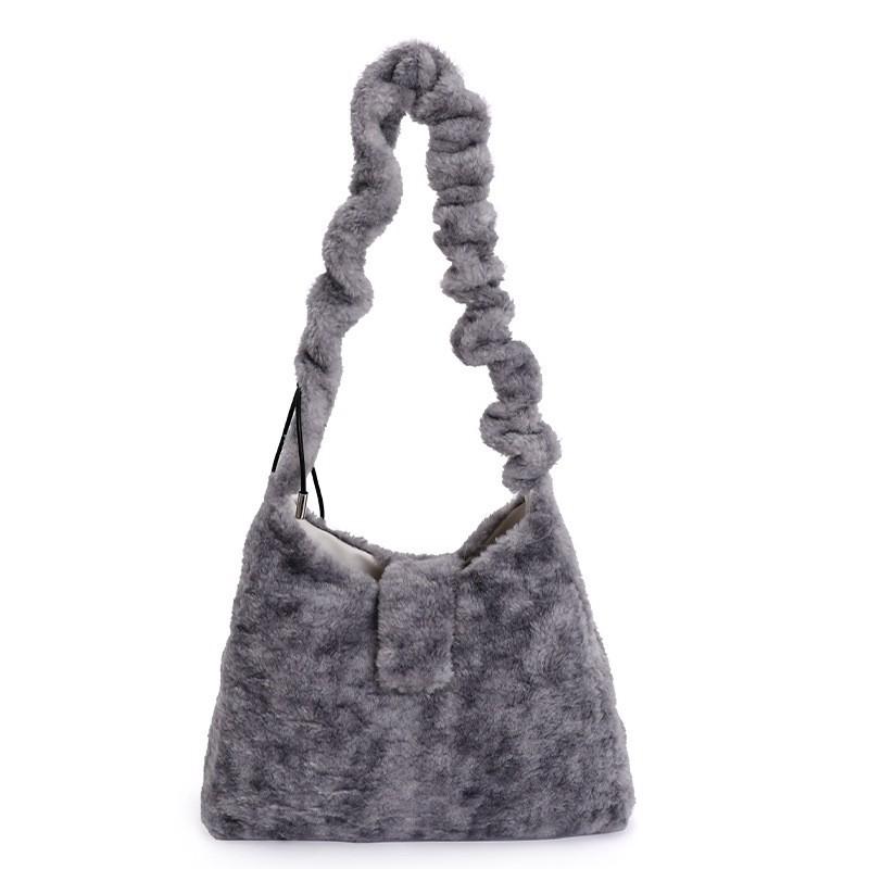 Korean Soft Waxy Plush Large Capacity Cross-body Bag Women s New Fashionable All-matching Shoulder Work Commuting темно-серого
