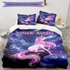 3pcs Custom Name Unicorn Dreams Sky Bedding Set Printed Bedding Set Duvet Cover Closure Includes 1 Duvet Cover & 2 Pillowcases Bedroom Decor