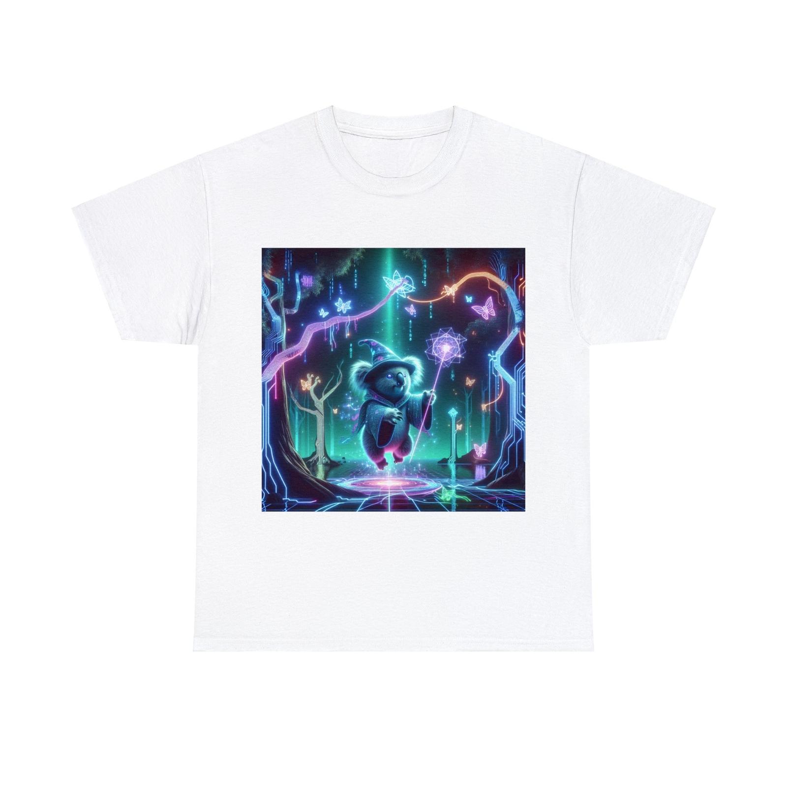 Unisex Adult T Shirt Mystic Koala Wizard Neon Forest Magic Graphic Futuristic S разноцветный