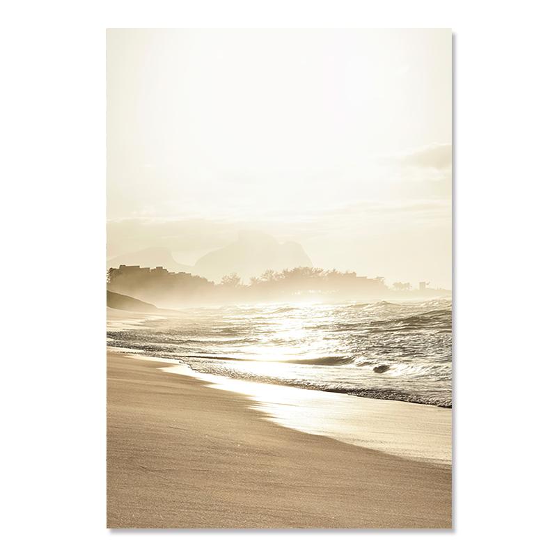 

Скандинавский постер с пляжным пейзажем и золотым листом и принтом, настенное искусство, современный пейзаж, картина на холсте для домашнего декора гостиной 21x30cm No Framed