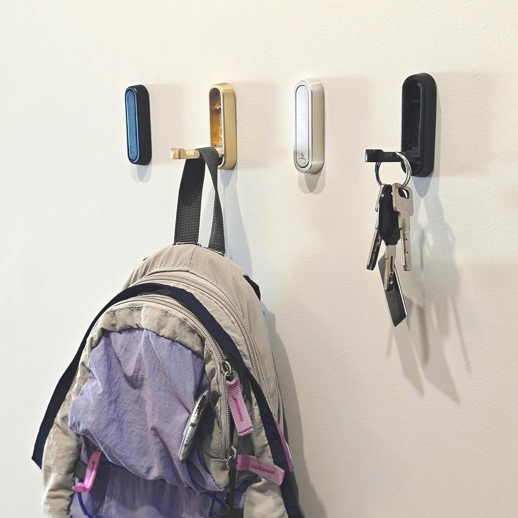 Foldable Wall Hooks Heavy Duty - Zinc Alloy Hidden Handle with Anchors/Screws, Space-Saving for Bathroom, Kitchen, Closet, 33lb Capacity, Wall