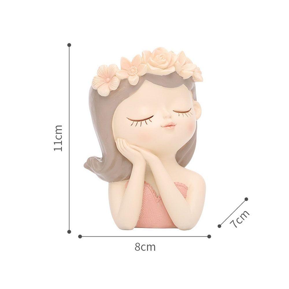 Resin Girl Decorative Planters Drainage Hole Succulent Cactus Planter Pot Office Decoration