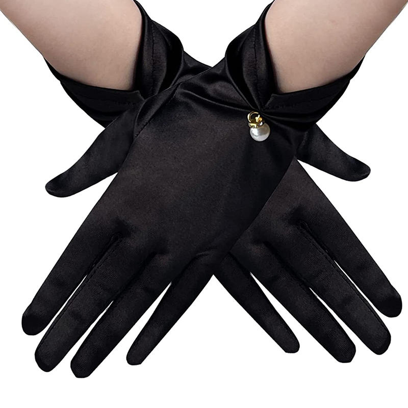 Vintage Wedding Gloves Bride Dress Satin Short Pearl Pendant Decoration Multicolor Etiquette Accessories Hot Sale