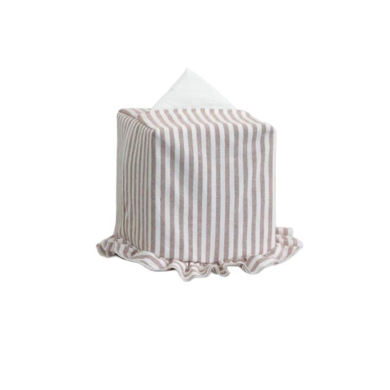 Cotton Fabric Tissue Box Cover, Lined Tissue Holder with Gathered Edge, for Bedroom Shelves in Daily Use