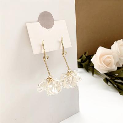 Retro Imitation Shell Petals Personalized Long Pearl Stud Earrings Women