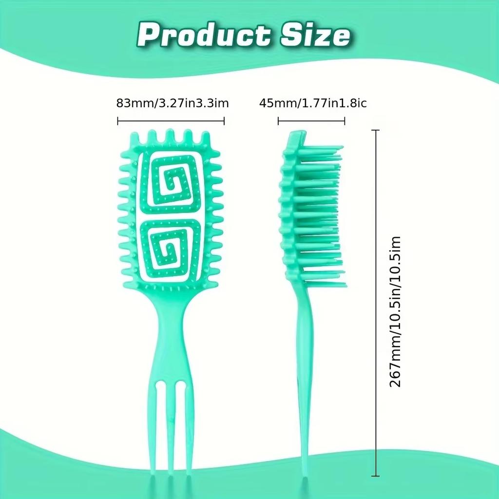 1 Cepillo para Cabello Rizado Húmedo - Desenredante Definidor de Rizo con Mango de 3 Púas, Reduce la Tracción del Cabello para Secado con Secador, Uso en Salón y Hogar