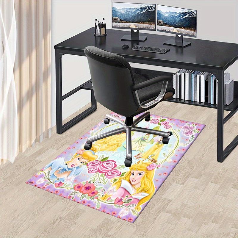 Office Carpet, Desk Mat, Gift for Home Decor, Princess Theme Rug, Disney Princess Floral Pattern, Soft and Comfortable Floor Coverin