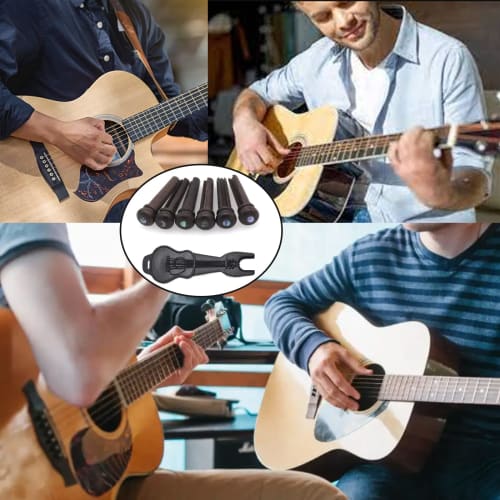 Cheerock Acoustic Guitar Bridge Pins, Rosewood with Abalone Dots, Acoustic Guitar String Pins with Guitar Pin Puller, Replacement Parts for Acoustic G