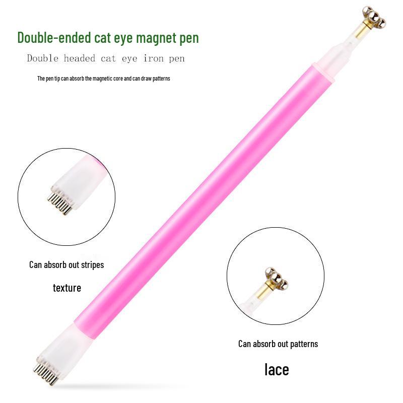 3D Cat Eye Flower Pattern Double-Headed Nail Art Magnet Pen