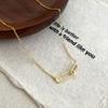 18K Gold & S925 Sterling Silver Interlocking Ring Necklace with Paperclip Chain - Women's High-End Design