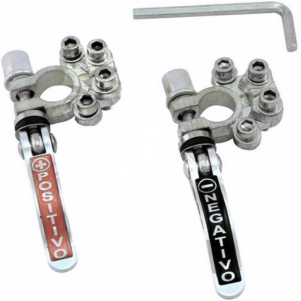 1 Pair Car Battery Terminals 12V Auto Battery Terminal Connector Battery Bornes Cable Terminal Adapter Clamps Clip Screw