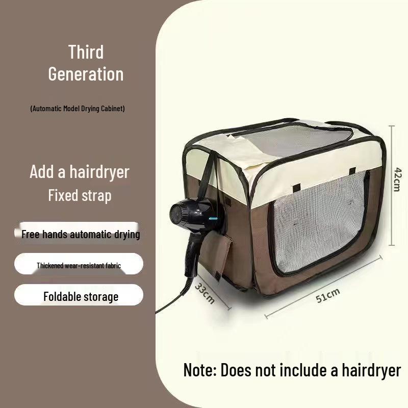 Folding Pet Dryer Box for Cats & Dogs - Integrated Blow-Dry System