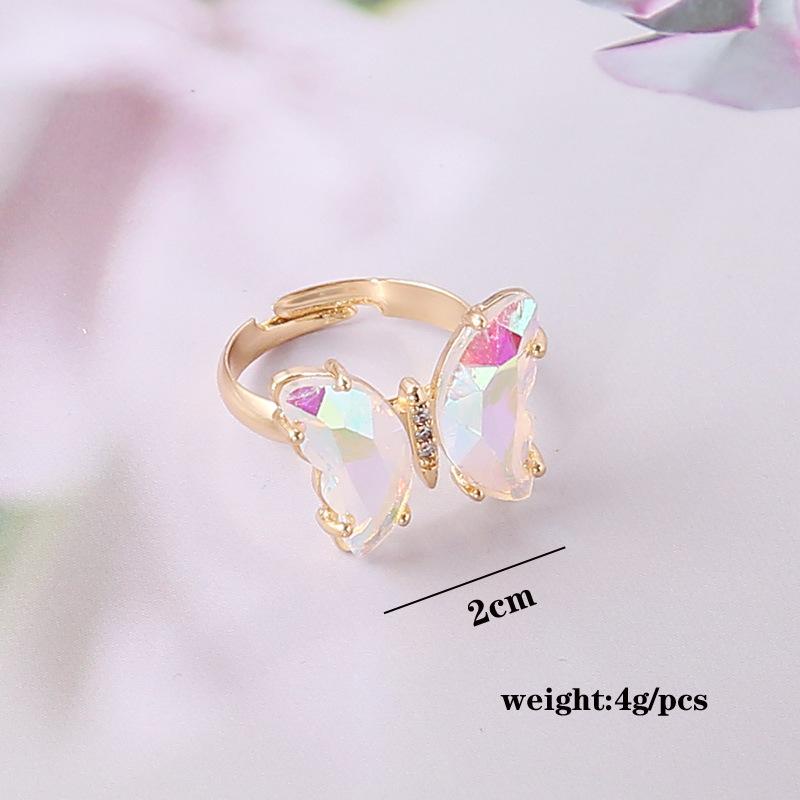 New European American Gradient Butterfly Ring Female Ins Fashion Trend Elegant Temperament Hand Ornaments For Ladies